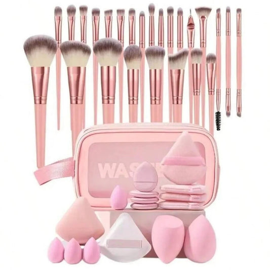 44PCS Pro Makeup Brush & Sponge Set with Travel Bag